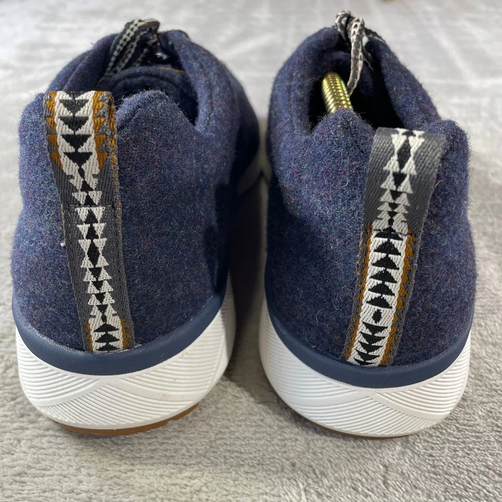Pendleton Wool Sneakers Shoes Men 9.5 Navy Blue Lace‎ Up Vibram Sole Casual